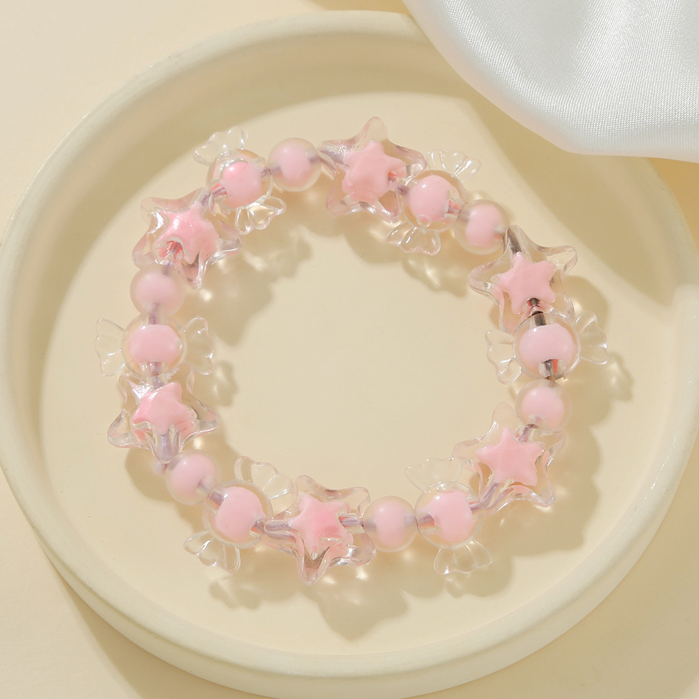 2024 New Five-Pointed Star Candy Bracelet Beaded Bracelet Women's Student Bracelet Cute Bracelet Jewelry Accessories