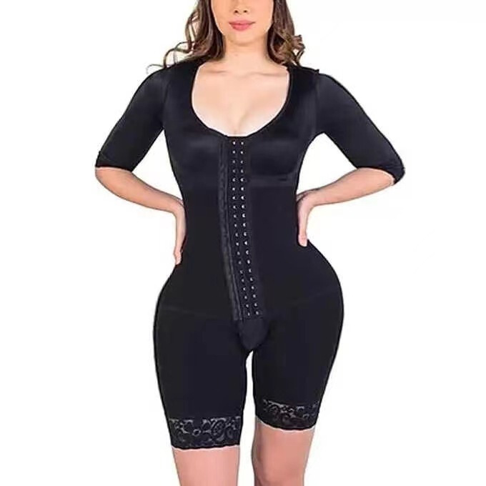 New Cross-Border Body Shaping Garment with Long Sleeves, Long Style, Buttoned Crotch Opening, and Bust Shaping Features New Cross-Border Body Shaping Garment with Long Sleeves, Long Style, Buttoned Crotch Opening, and Bust Shaping Features