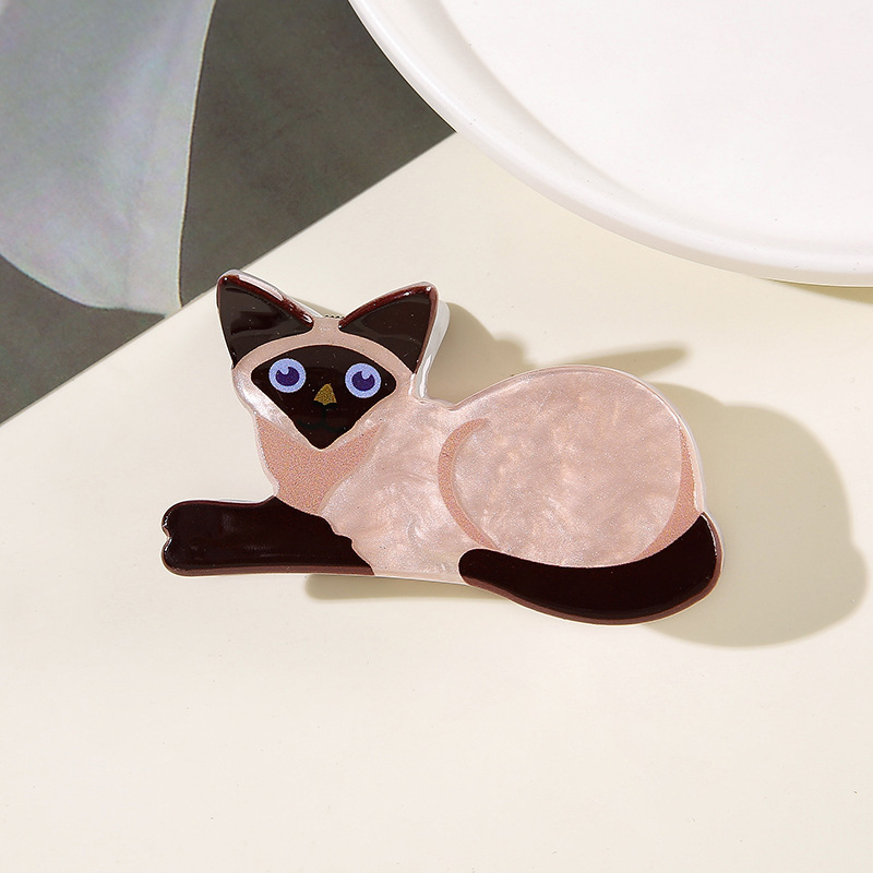 キラキラガールかわいい漫画ペット猫小さなクリップニッチデザイナー子猫後頭部半分ヘアクリップ|undefined