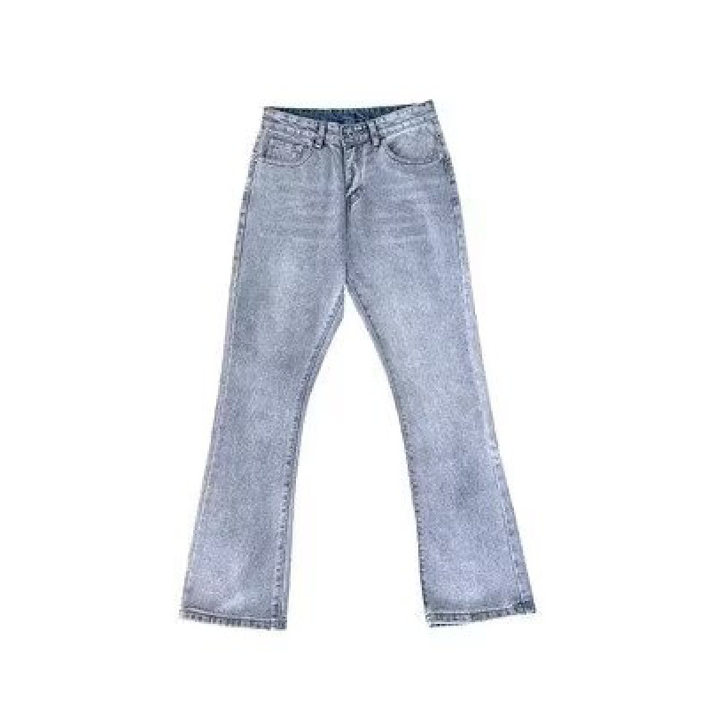 Men's High Street American Retro Washed Denim Jeans Loose Fit Slightly Flared Wide Leg Floor Length Slimming Blue Jeans_mkmklike.com