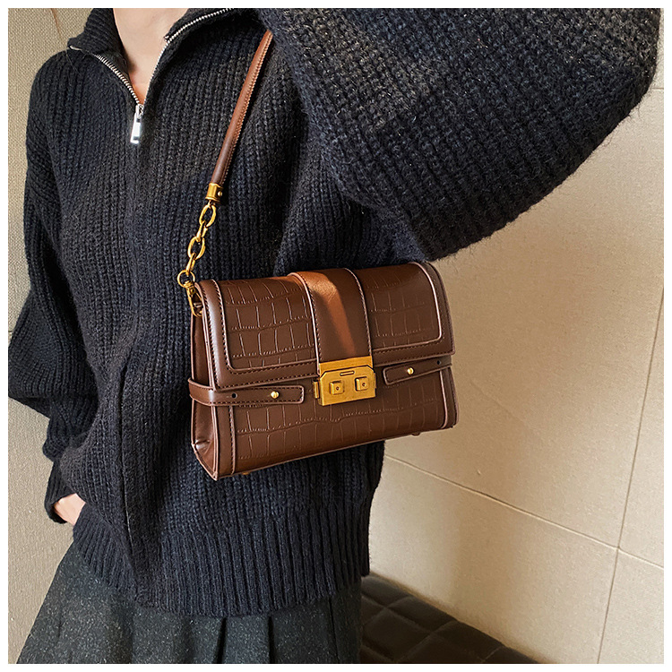 Stone Pattern Single Shoulder Underarm Bag For Women's 2023 Winter New Versatile Small Square Bag, Unique And Western Style Crossbody Bag _voghion.com