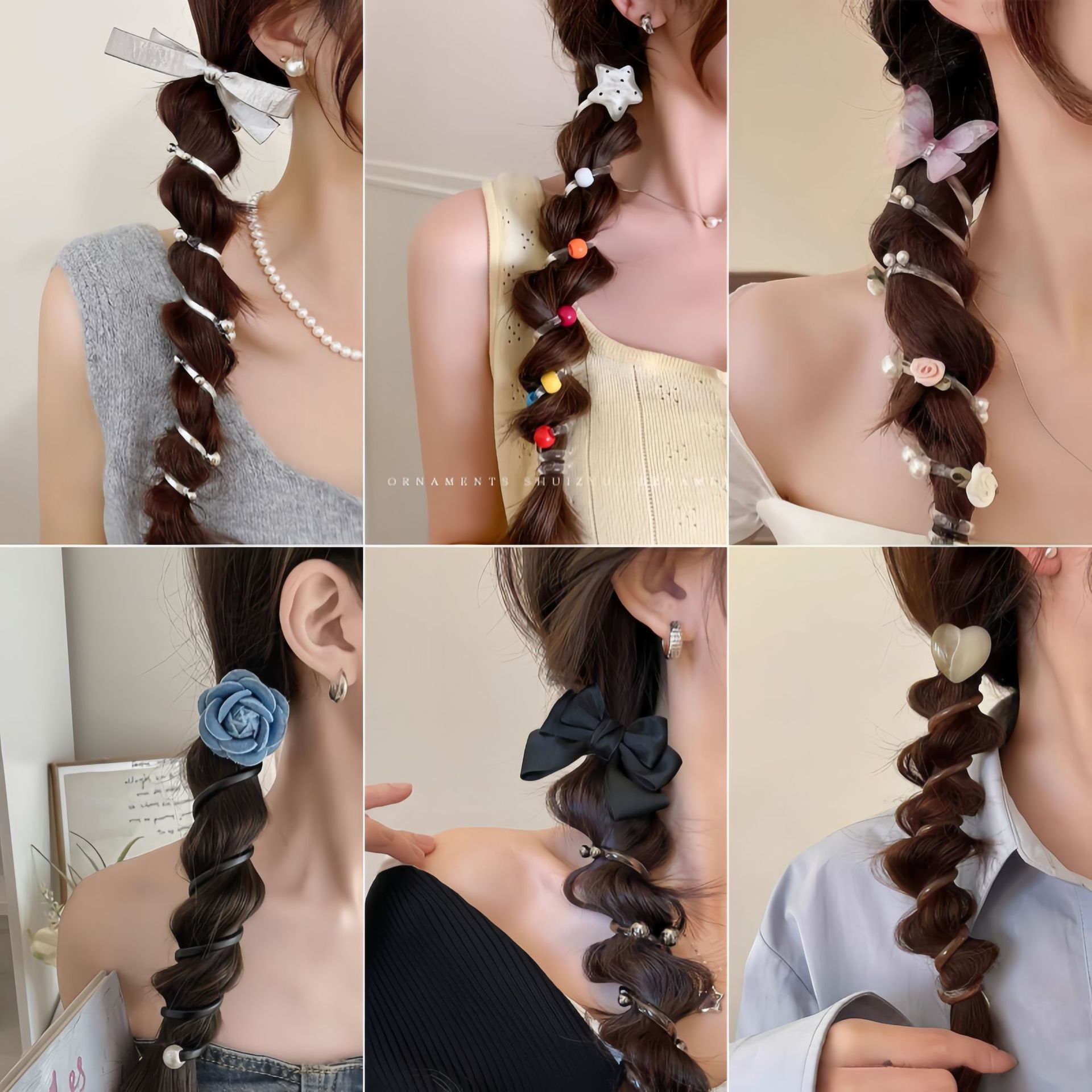 夏季直条电话线发圈蝴蝶结发绳女无痕扎头绳皮筋不伤发高级感头饰