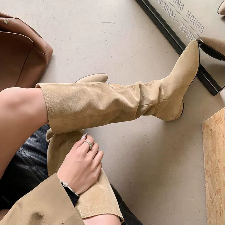 Длинные снежные сапоги женский зимний темперамент