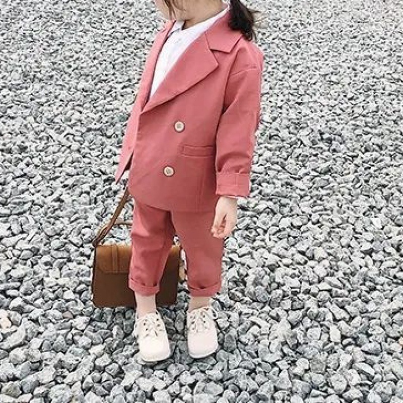 韩版女童套装2024春夏季新款儿童休闲时尚西装套装宝宝洋气两件套