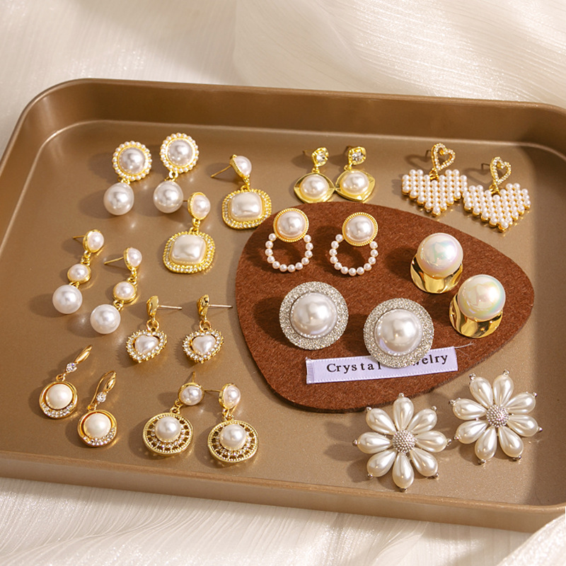 Elegant Round Heart Shape Flower Imitation Pearl Alloy Womenu0027S Earrings 1 Pair