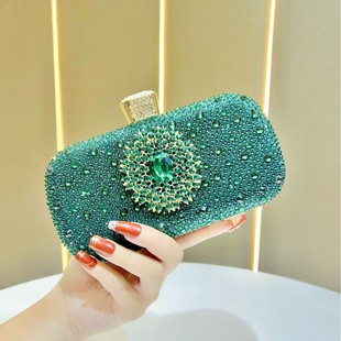 New Cross-Border Women's Light Luxury High-End Dinner Bag Diamond Evening Dress Full Diamond Clutch Bag Chain Bag Small Clutch