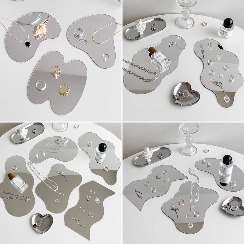 Jewelry mirror display stand acrylic background ring tray ins jewelry jewelry mirror display shooting props