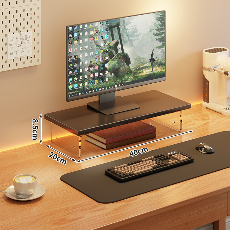 Estante de elevación de computadora escritorio acrílico de escritorio monitor base elevación de pantalla de soporte de suspensión estante de artículos
