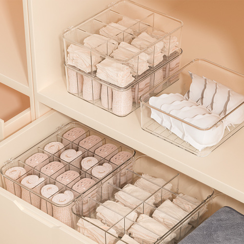 Overflow shopping underwear storage box household transparent compartment artifact bedroom wardrobe socks underwear three-in-one storage box