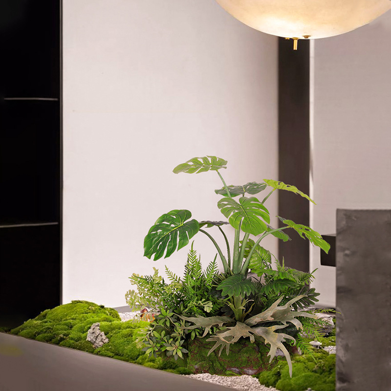 模擬植物、偽緑植物、鉢植え、トラベラーズバナナ、大型鉢植え、屋内リビングルーム、バイオニック床置き装飾、造園|undefined