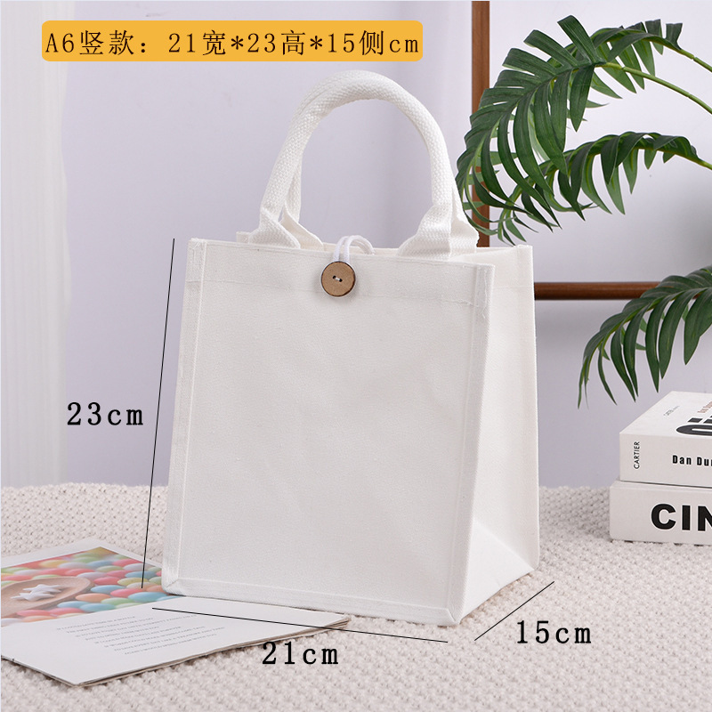 Bolsa de lona en stock, bolsa de lienzo para niños pintados y teñidos DIY, película en blanco cubierta, bolsa de lona tridimensional