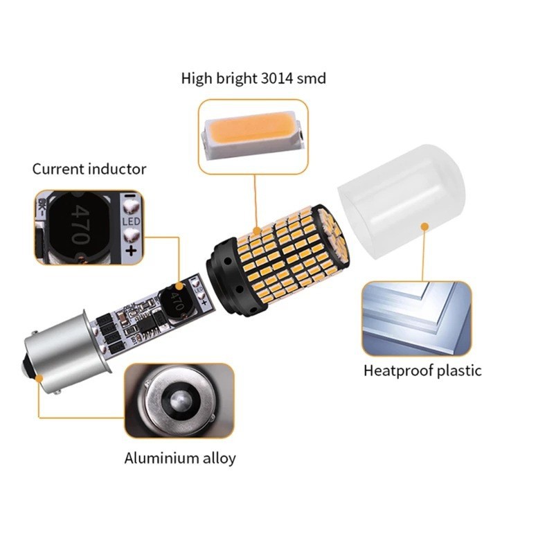 Car Led Turn Signal Brake Light 7440 3014 144Smd Decoding Constant Current 1156 High Brightness Reversing Light