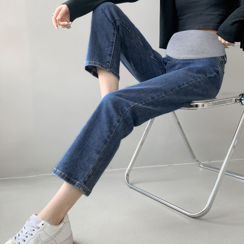 All-Match Internet Popular Pregnant Women's Pants Spring and Autumn Outer Wear Straight Casual Pants Autumn Fashion Denim Leggings Autumn Wear