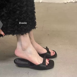 Retro Wedge French Small Sandals Fairy Shoes 2025 New Summer Fashion Outer Wear Low Heel Niche Sandals