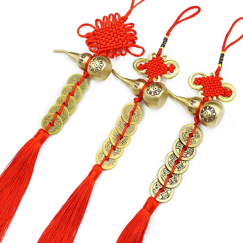 A drop-shipping Five Emperors' money pendant 7cm Fulu Ankang copper gourd pendant resolves door-to-door genuine Five Emperors' money