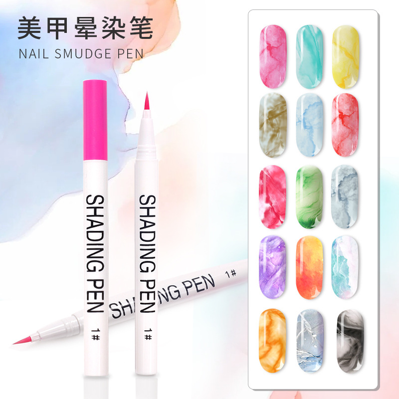 2022 nuevo estilo manicura mancha líquido tinta humo color vidrio burbuja armadura mármol gradiente mancha pincel 15 colores