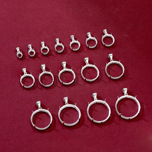 S925 Silver Gold-Plated Round Simple Four-Claw Classic Pendant with Empty Support Without Inlay Exquisite Fashion Hot Style Accessible Luxury Factory