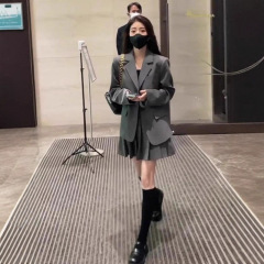 休闲灰色小西装外套女2025早春秋新款外套小个子时尚感宽松西服女