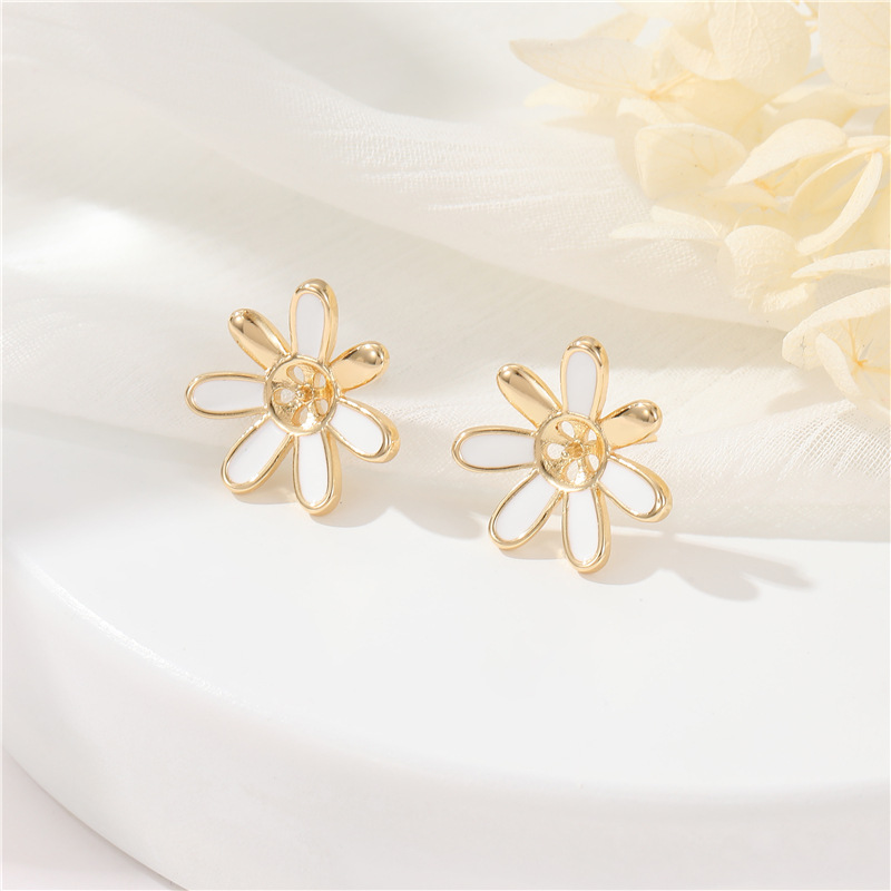 1 Paire Style Simple Fleur Incruster Le Cuivre Strass Boucles D'Oreilles display picture 3