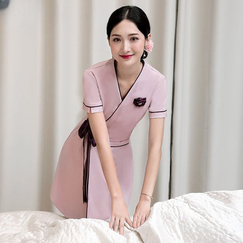 High-end breathable beauty salon work dress, health center foot bath foot therapy temperament skirt, slimming women's dress