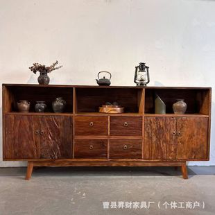 Quiet Style Old Elm Wooden Side Cabinet Weathered Wooden Bucket Cabinet Middle Ancient Dining Side Cabinet Living Room Entrance Cabinet Homestay Storage Cabinet Deposit