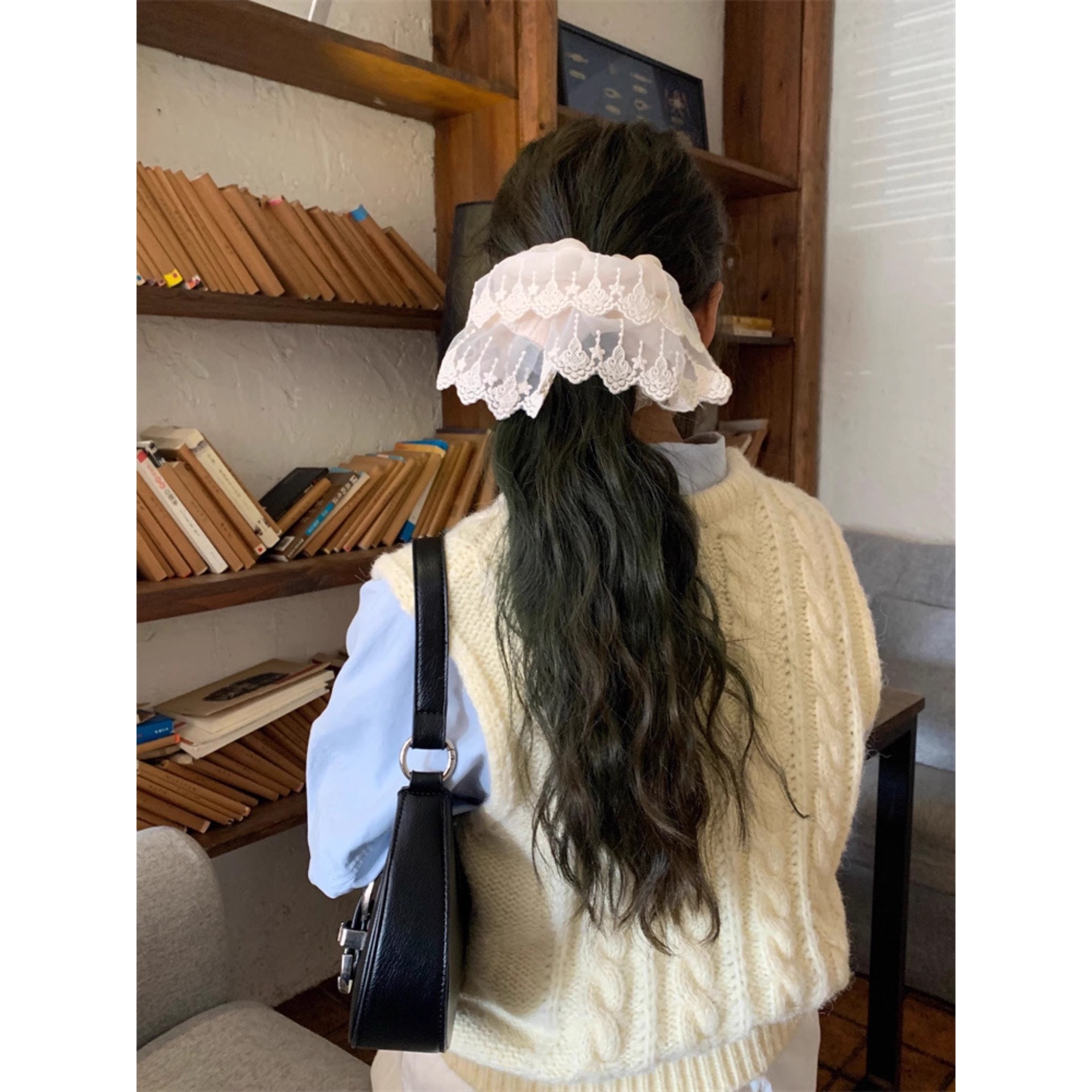 Elastico per capelli con pizzo elegante stile francese accessori_voghion.com