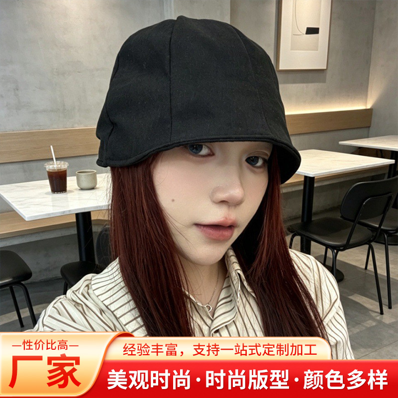仿麻透气水桶帽女夏季百搭显脸小日系休闲纯色百搭遮阳大头围盆帽