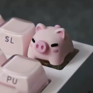 Dropping glue resin personality light transmission cute pink pig resin keycap cross shaft mechanical keycap single single