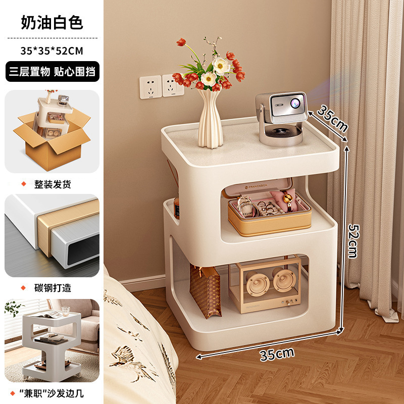 Mesita de noche, dormitorio doméstico, diseño de nicho, alternativas, herraje, arte en hierro, lado móvil creativo, estante de la cama