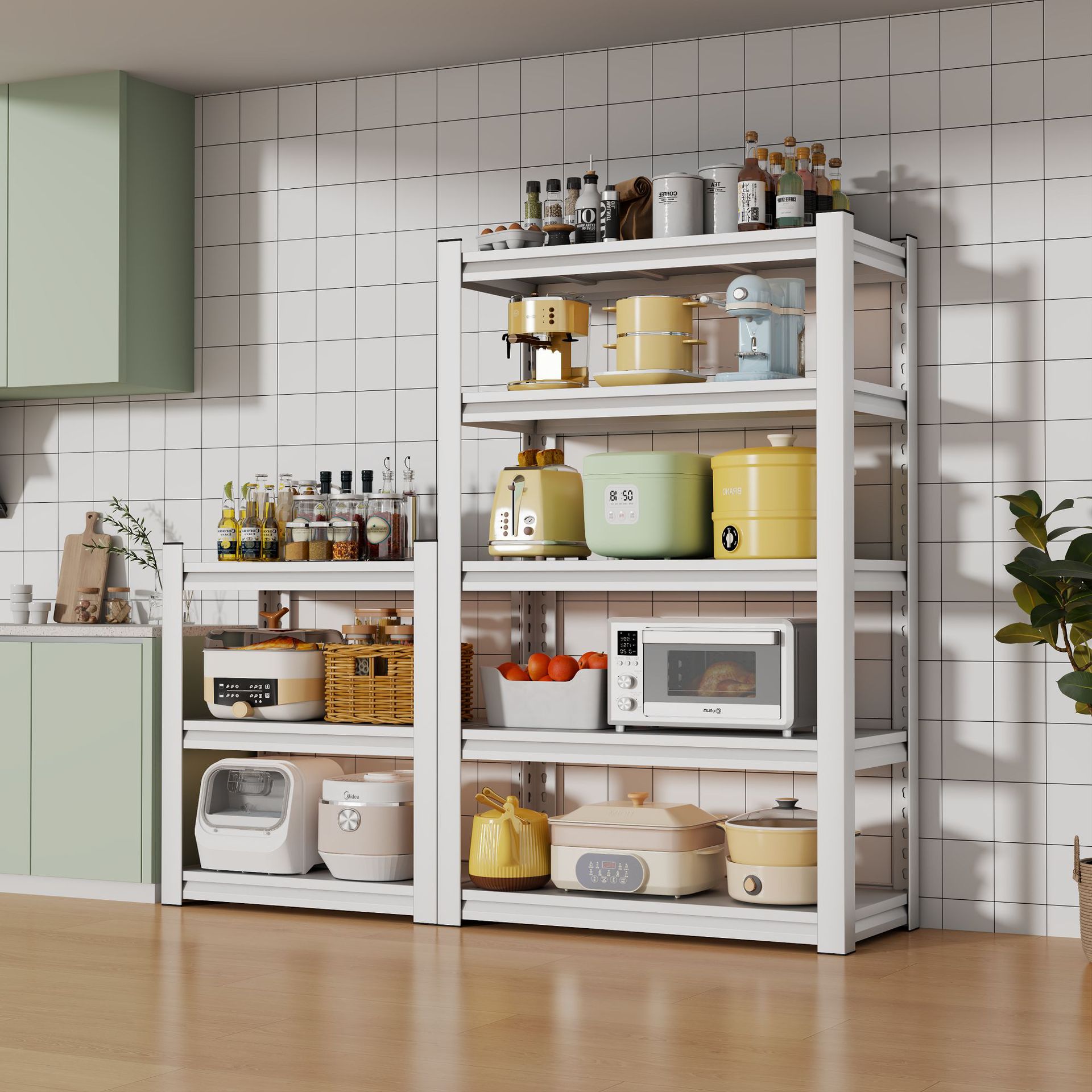 Kitchen storage shelf multi-functional floor-standing multi-layer microwave appliance storage corner gap 2025 new model
