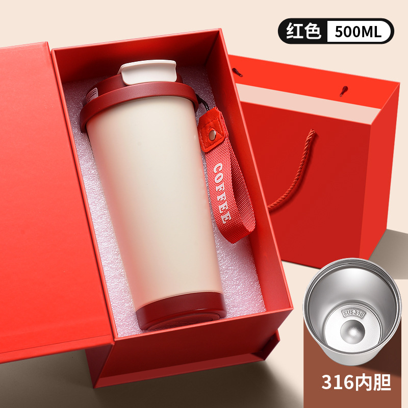 新しいスズランフラワー 316 ステンレス鋼コーヒーカップセラミックライナー断熱カップ大容量高価値ギフトウォーターカップ|undefined