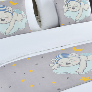 Cartoon Good Night Bear Bed Flag Bed End Towel Children's Theme Hotel Parent-Child Room Modern Bed End Towel Featured Theme