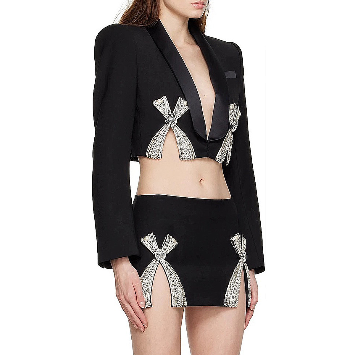Dames mantelpak met rok elegante lange mouwen herfstset_voghion.com