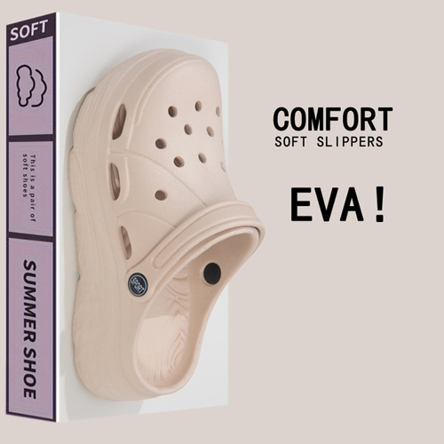One-piece thick bottom hole hole shoes women's beach shoes summer new style outdoor fashion sponge cake shoes toe flip-flops women 
