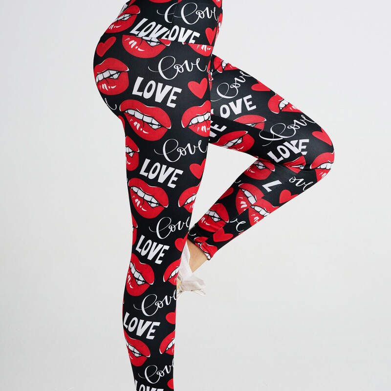 2026 Cross-Border European and American Sexy Lips 3D Digital Print Yoga Pants High-Waisted Butt-Lifting Casual Sports Fitness Pants