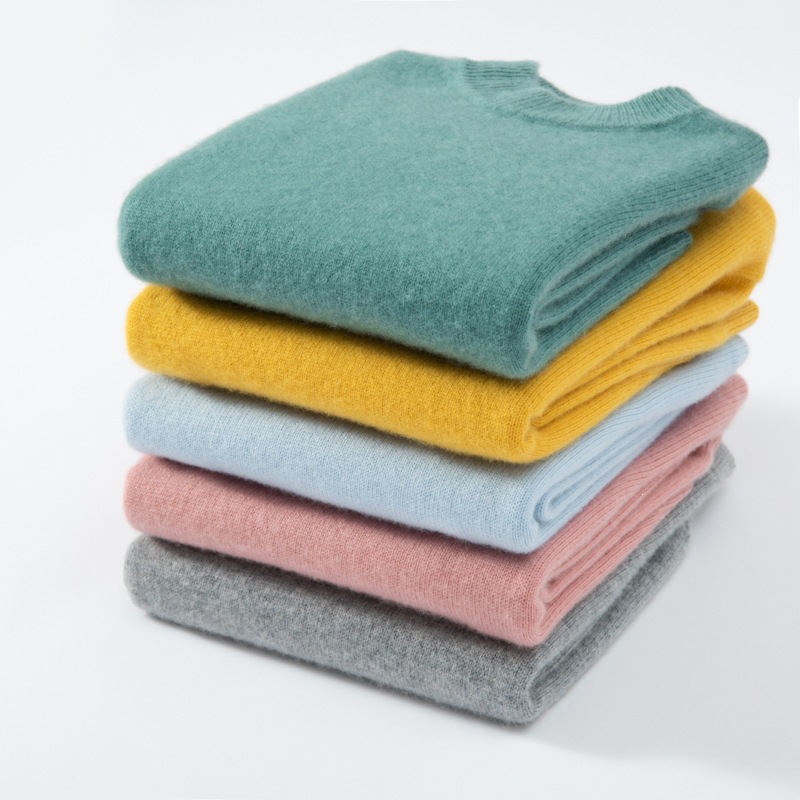 Children's cashmere sweater, boys and girls, semi-high collar, solid color, thick knitted cashmere sweater, girls' base layer, baby warm