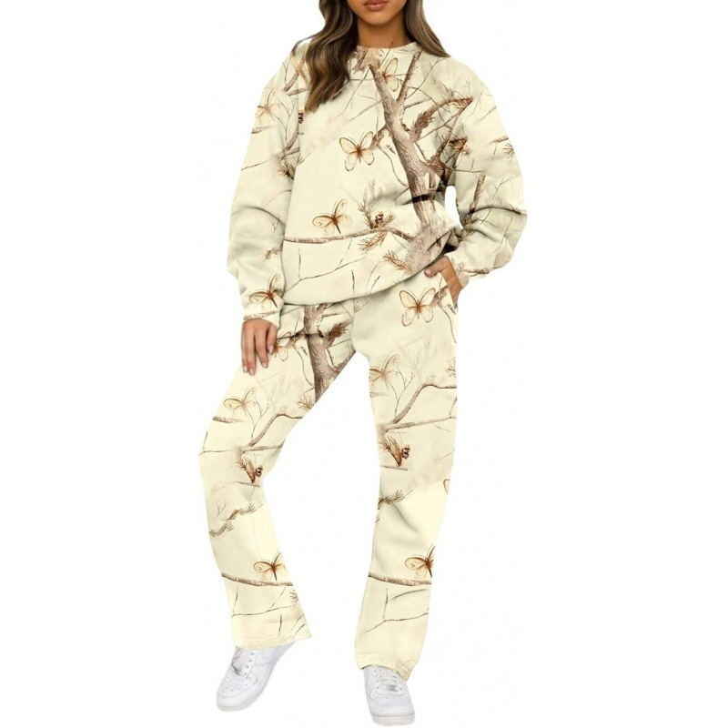 Cross-border otoño hombre y mujer camiseta encapuchada moda manga larga camuflaje jungla hoja de arce patrón de impresión 3D camiseta