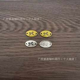 新款服装金属标牌蝴蝶结牌铭牌锌包包鞋手缝合金辅料logo箱包标牌