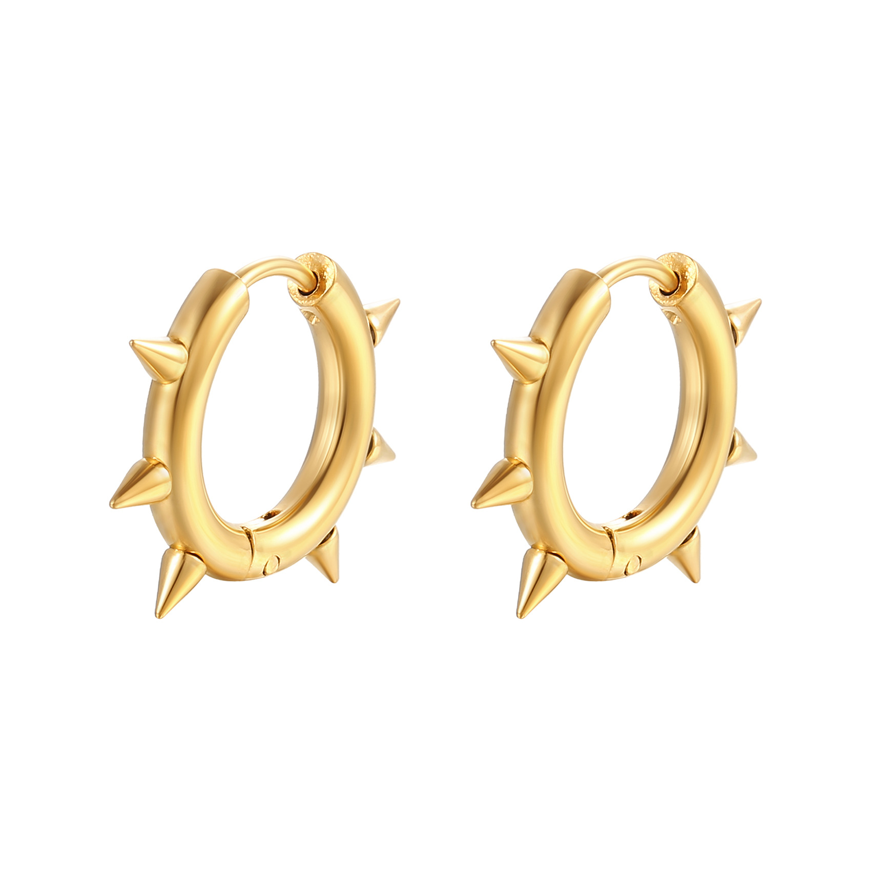 201 Stainless Steel Ear Needle Material 18K Gold Plating Material PVD Coated 18K Gold Real Gold Plated Solid Color 201 Stainless Steel Fashion Waterproof Non Tarnish Earrings