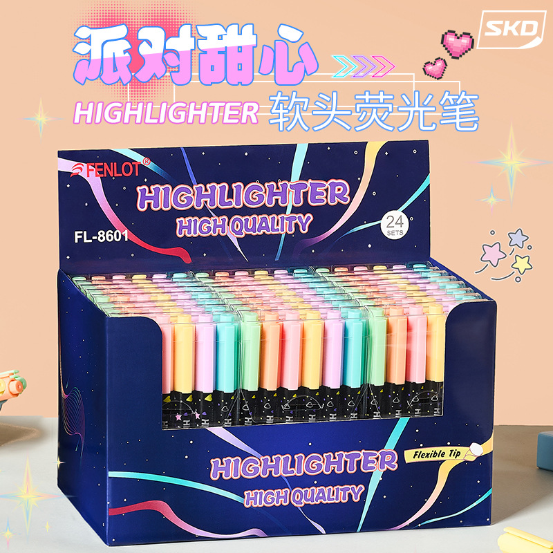 6 colores Macarón conjunto de marcadores de aprendizaje marcador de colores brillantes y suaves DIY bolígrafo creativo en stock