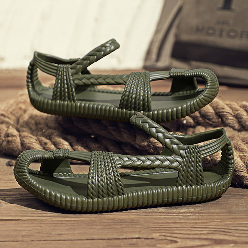 36-47 Double-Size Summer New Style Straw Shoes with Woven Pattern Beach Sandals for Men, Large Size Men's Shoes—Wholesale