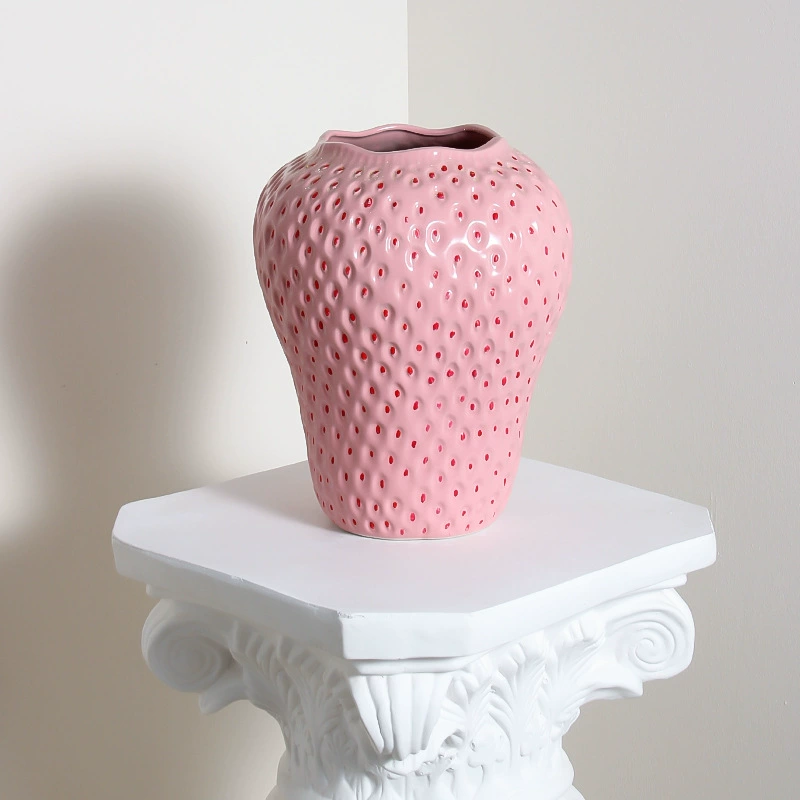 Ceramic Strawberry Vase, ins style, hydroponic display, textured surface, two sizes