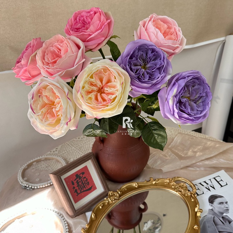 高端手感保濕奧斯汀玫瑰花仿真花假花客廳擺設婚禮新娘手捧花裝飾