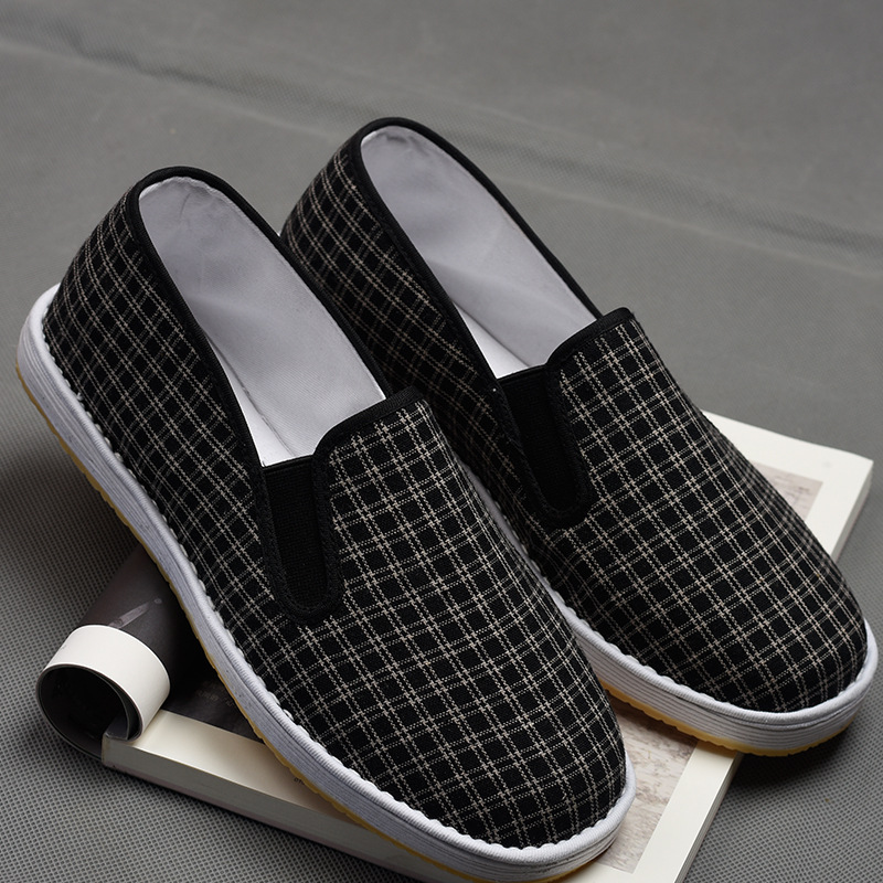 Original Factory Old Beijing Cloth Shoes, Men's Cloth Shoes with Thousand-Layer Soles, Slip-On Work Shoes, Casual Breathable Cloth Shoes