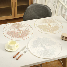 跨境pvc餐垫圆形防水大树餐桌装饰垫厨房防滑西餐厅隔热垫批发