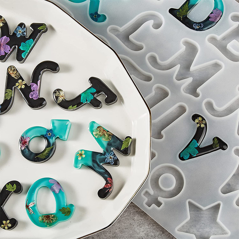 DIY cristal epoxi resina molde colgante 26 inglés llavero silicona molde Amazon