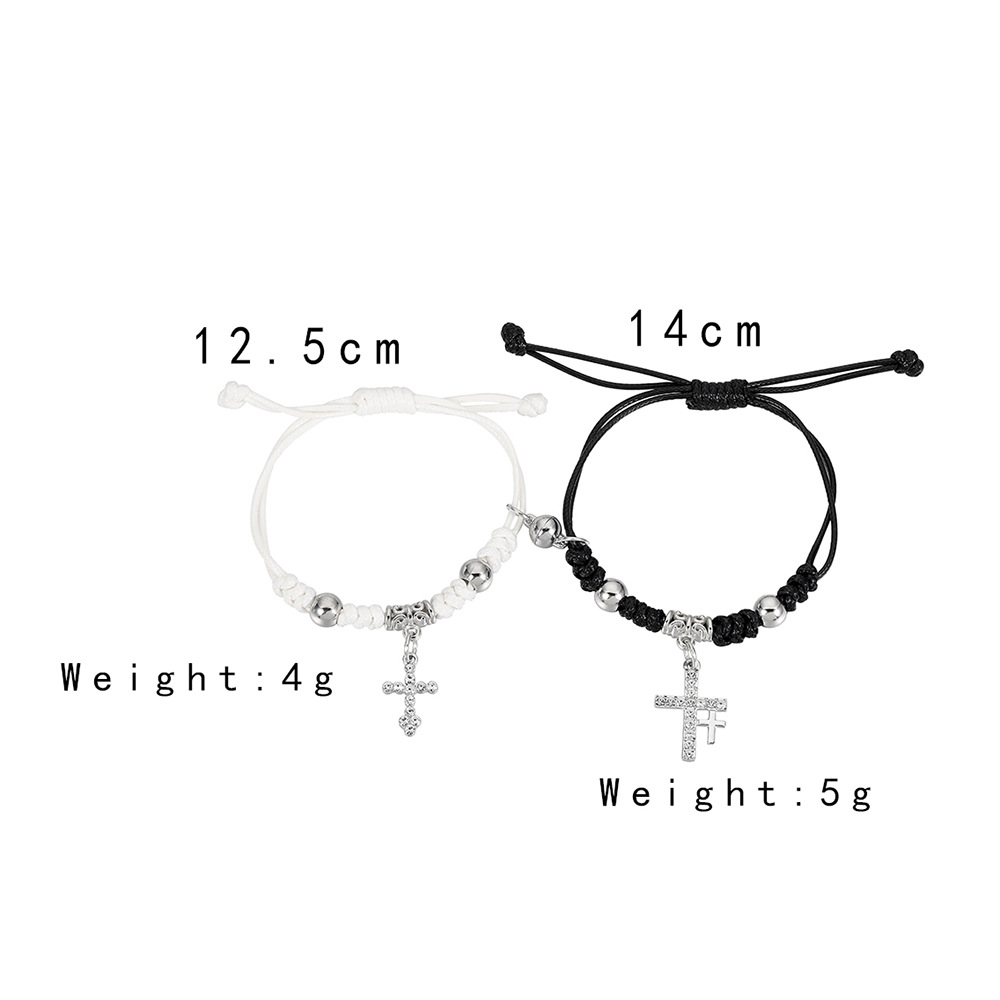 Moda europea y americana simple creativa ins blanco y negro con pareja cruzada cuerda tejida a mano traje pulsera