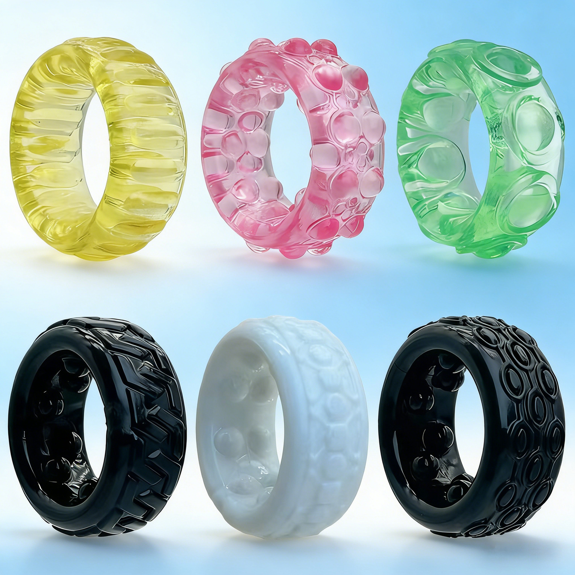 Triple-Ring Delay Cock Ring for Couples, TPE Scrotal Restraint Ring, Removable Dual-Color Design — detail image 2