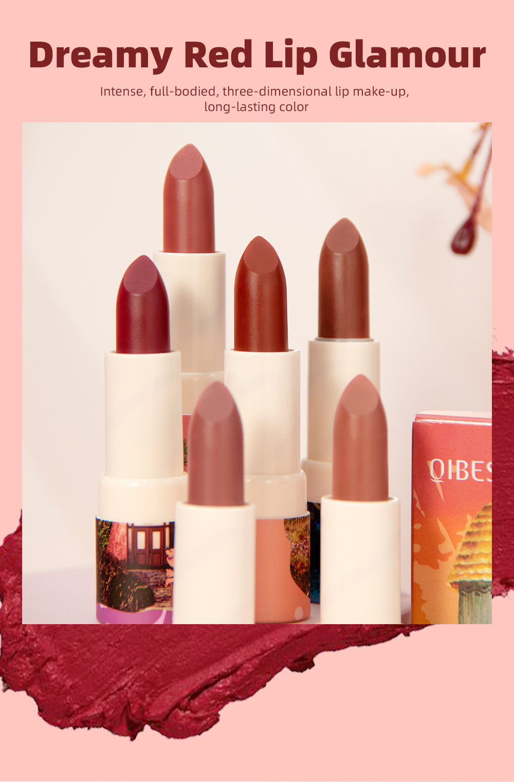 QIBEST Moisturizing matte new Color Lipstick has a velvety misty texture that is not easy to fade and lasts long. It is a cross-border nude color lipstick undefined