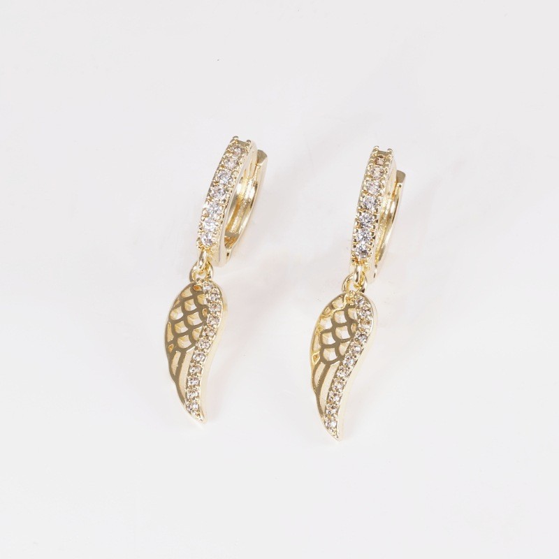 European American Luxury Zircon Love Star Cross Wings Ear Buckle Suit - Gold Earrings for Women detail image 8